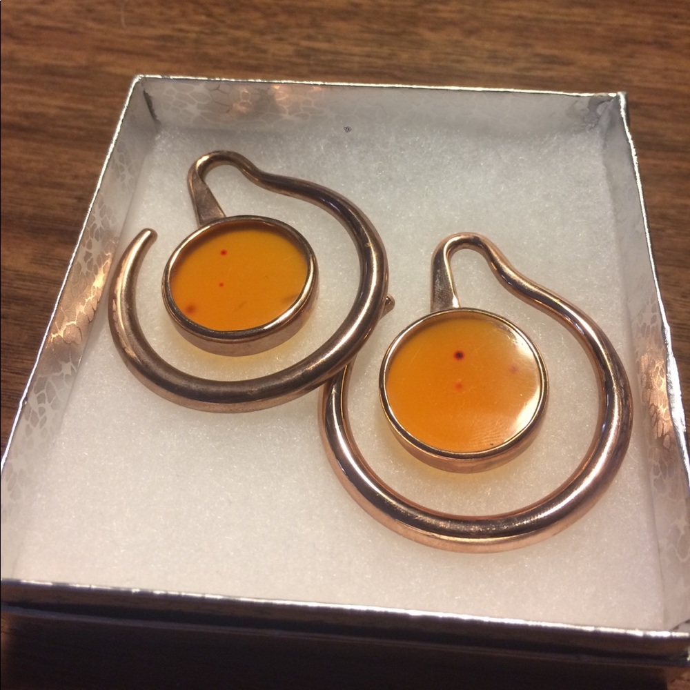 18k Rose Gold Plated Eye of the Beholder w/Amber