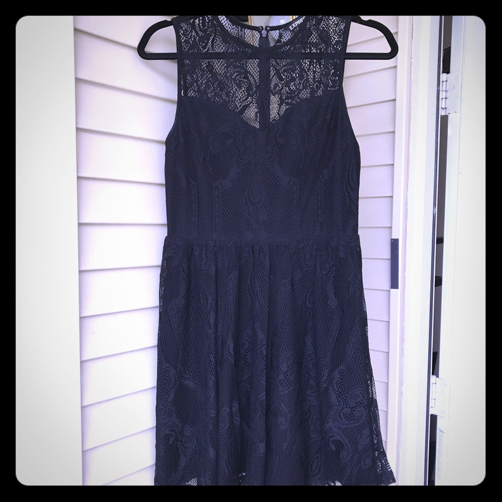 Express -Lace-skater-dress-black
