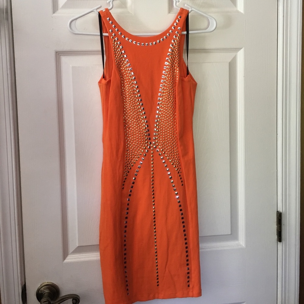 Orange bebe mini dress