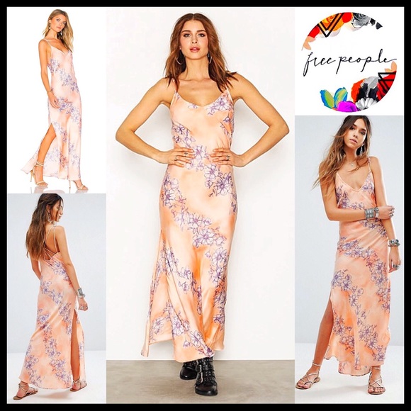 FREE PEOPLE Maxi Floral Print Silky Slip Dress - Picture 6 of 6