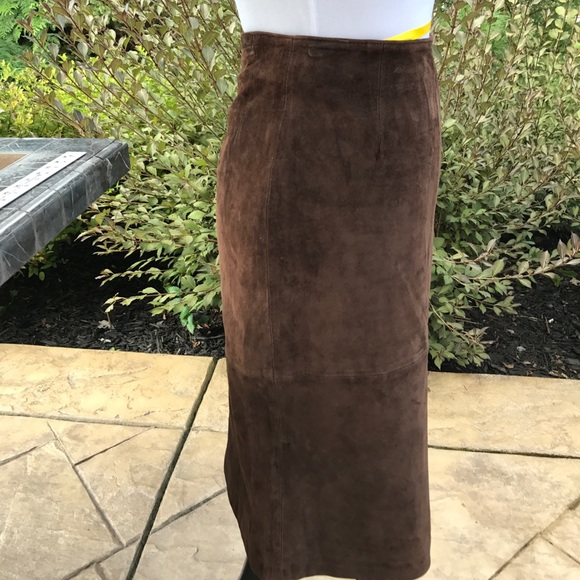 Nygard Collection Brown Leather/Suede Pencil Skirt - Picture 4 of 8