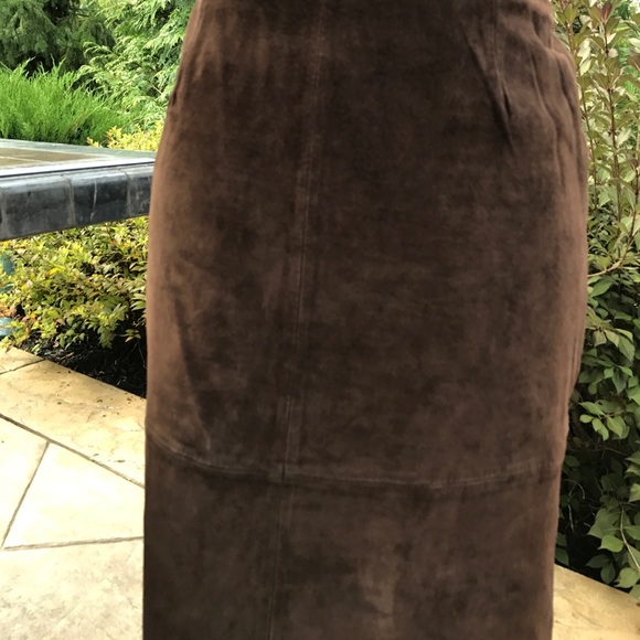 Nygard Collection Brown Leather/Suede Pencil Skirt - Picture 5 of 8
