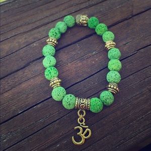 Green Lava Stone Yoga Om Buddha Diffuser Bracelet