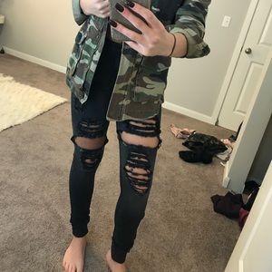 Black distressed fashion nova jeans