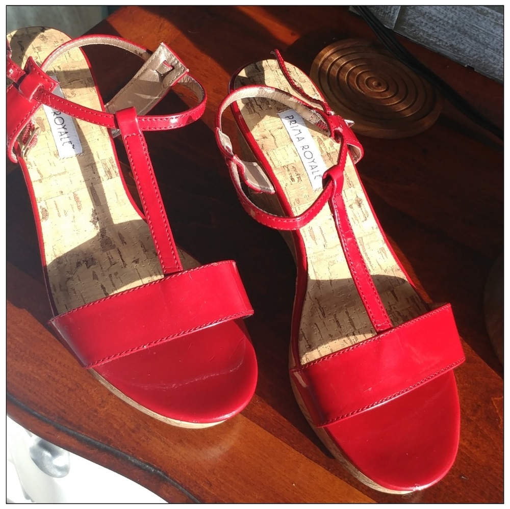 Red wedge sandals