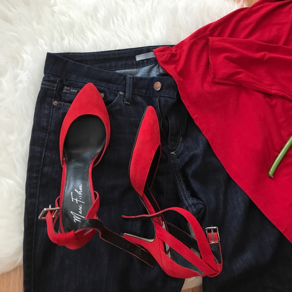 Marc Fisher red suede shoes