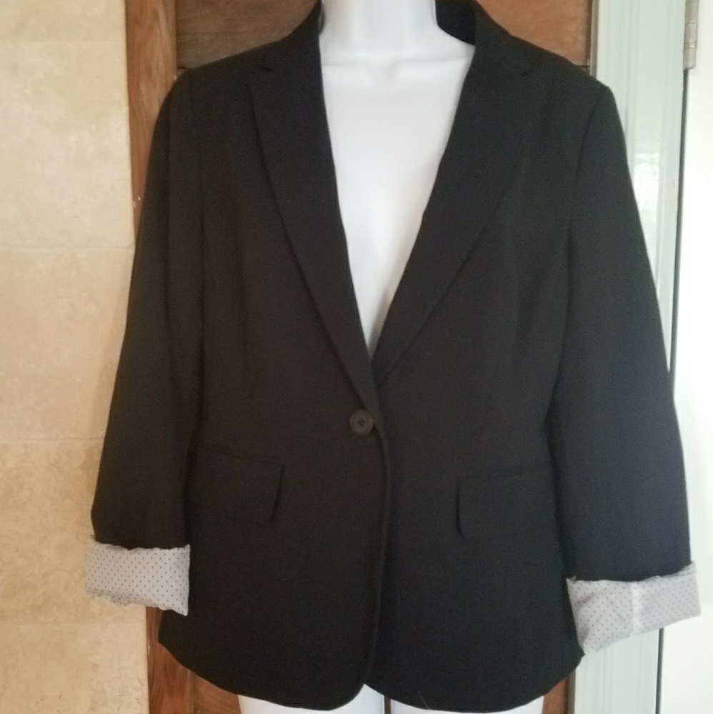 Loft one button black blazer with roll up sleeves