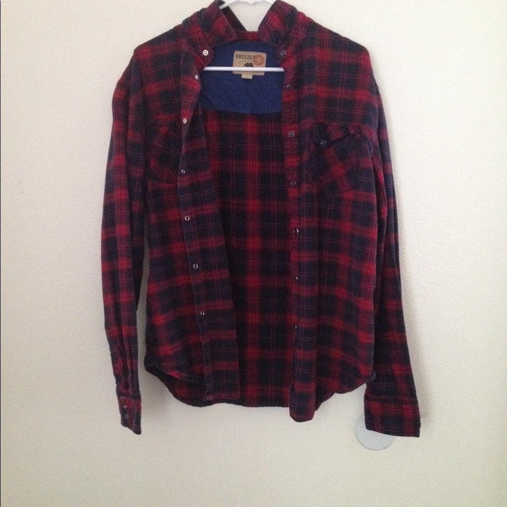 Men's L red flannel grizzly