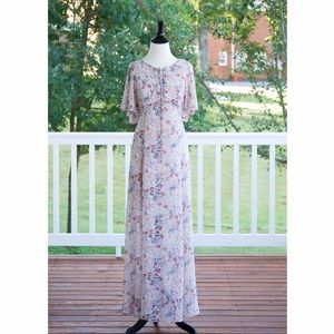 F21 Pink Floral Bohemian Maxi Dress