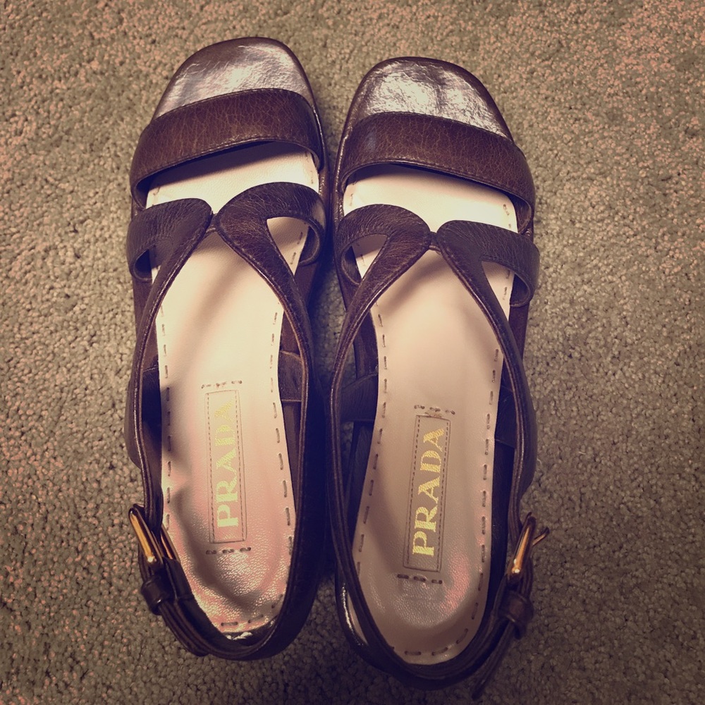 Prada Slingback wedge sandals size 6