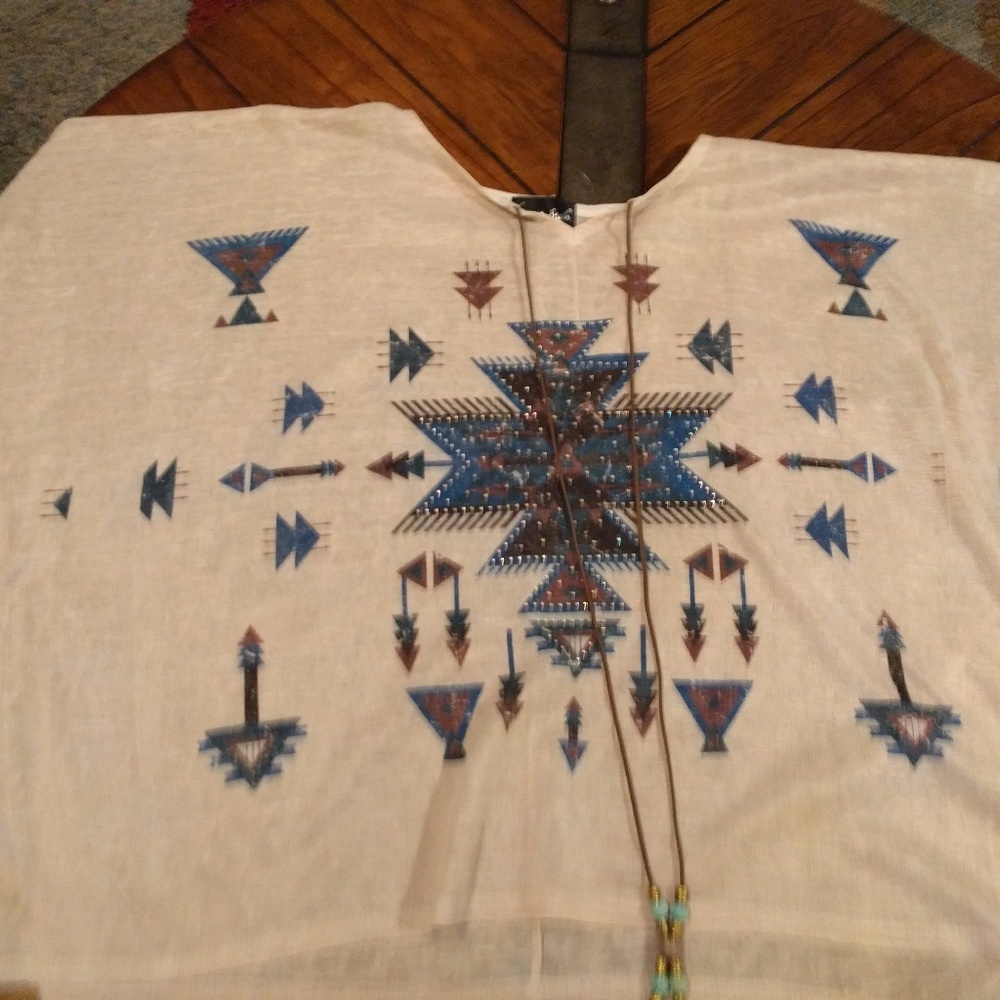 GUC Poncho sleeve style tunic, aztec bling design