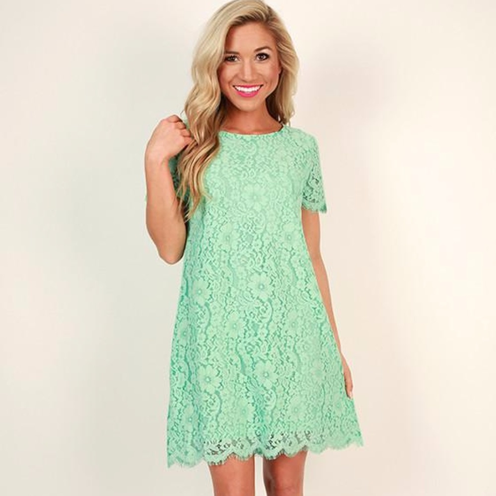 $5 SALE Shop Impressions Lace Shift Dress in Mint