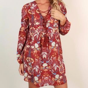$5 SALE Shop Impressions Floral Dress in Scarlet