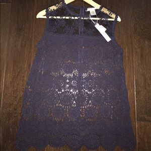 Navy Crochet Tank