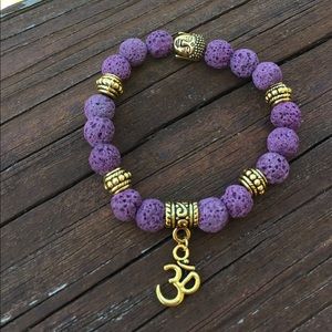 Purple Lava Stone Buddha Om Yoga Diffuser Bracelet