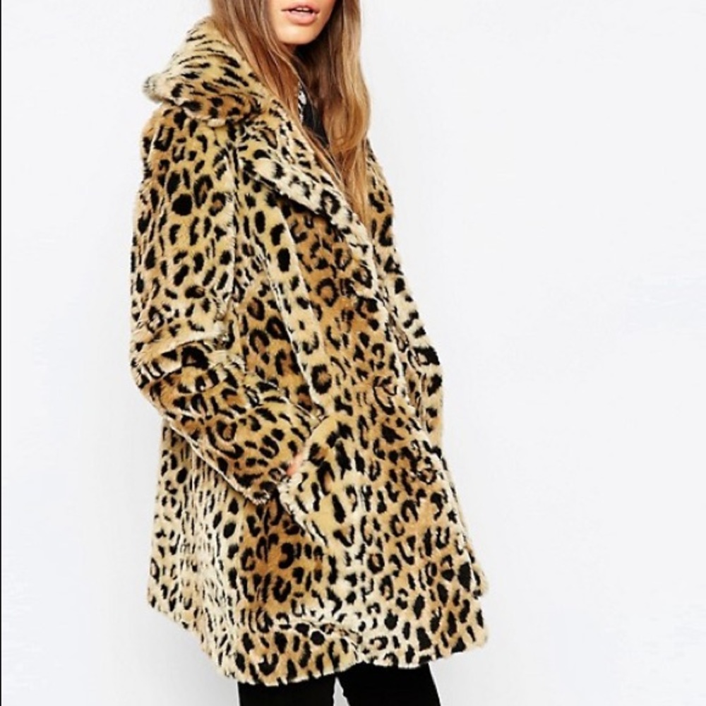 ASOS Leopard Faux Fur Coat-NWOT