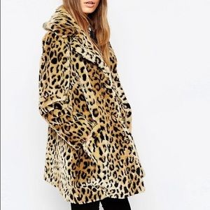 ASOS Leopard Faux Fur Coat-NWOT