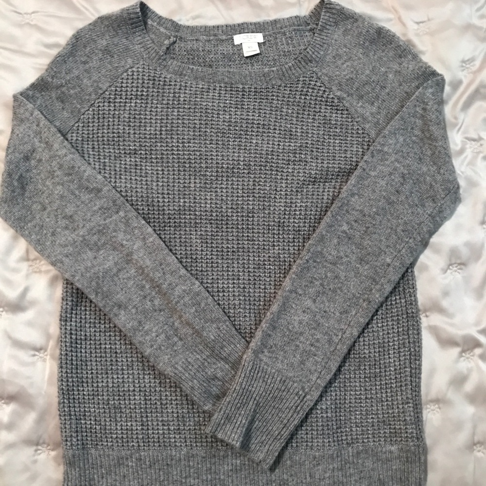 Gray merino wool J. Crew waffle sweater XS
