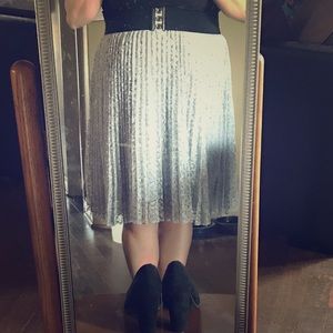 Grey lace midi skirt