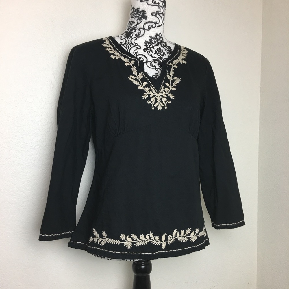 Black Top with Embroidery