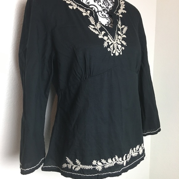 Black Top with Embroidery - Picture 2 of 6