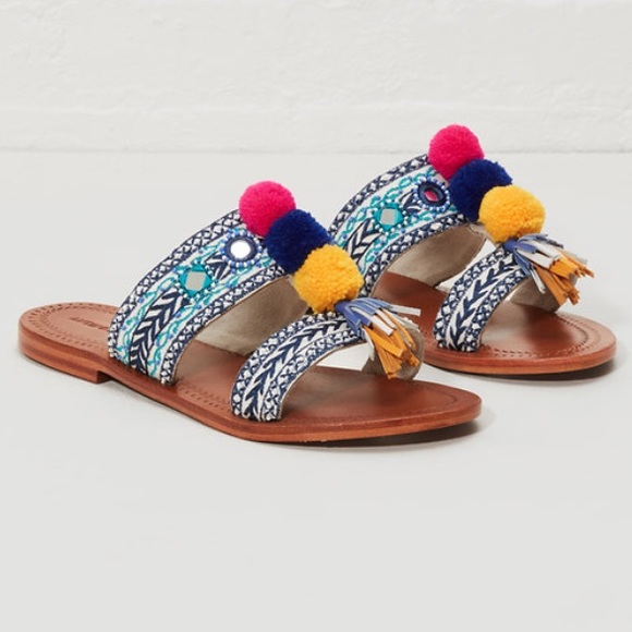 Anthropologies Anti Batik Pom Pom sandals FIRM - Picture 2 of 9