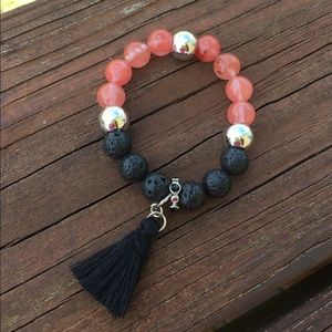 Trendy Tassel Black Lava Diffuser Bracelet