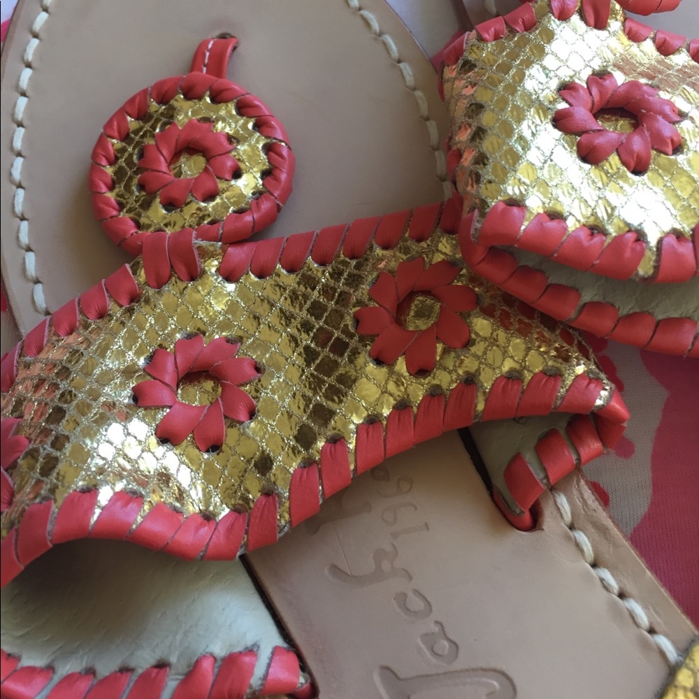Gold and Coral Jack Rogers Hampton Sandal - Picture 3 of 3