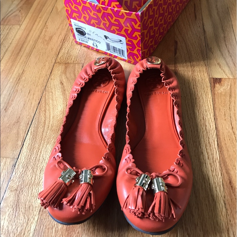 NEW!NIB TORY BURCH REESE-MESTICO LEATHER FLATS 6.5