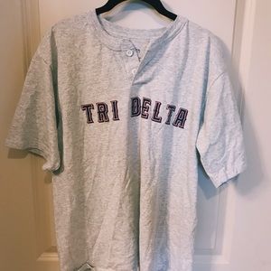 Baseball styled tri delta shirt