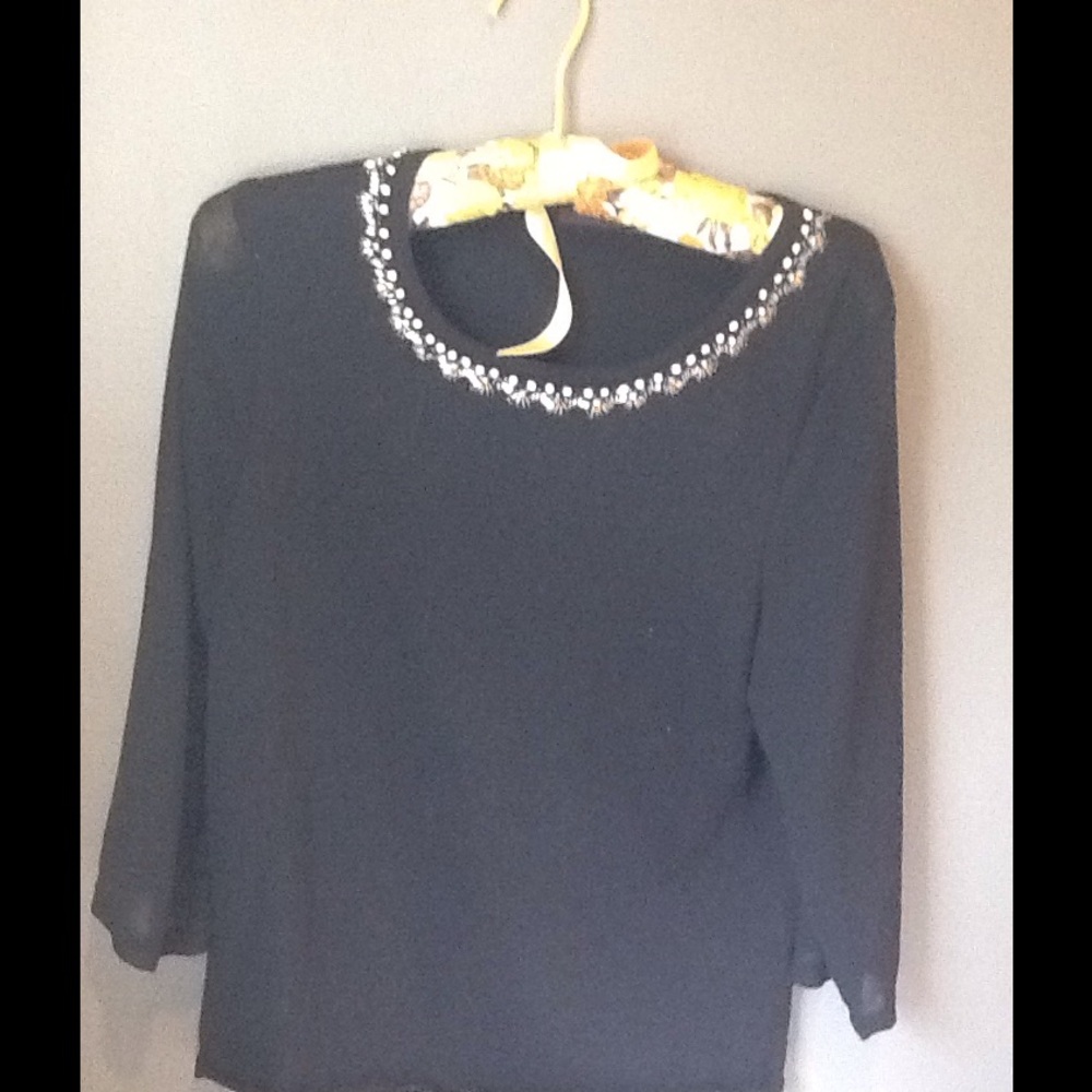 Sparkly black sheer sleeved sweater