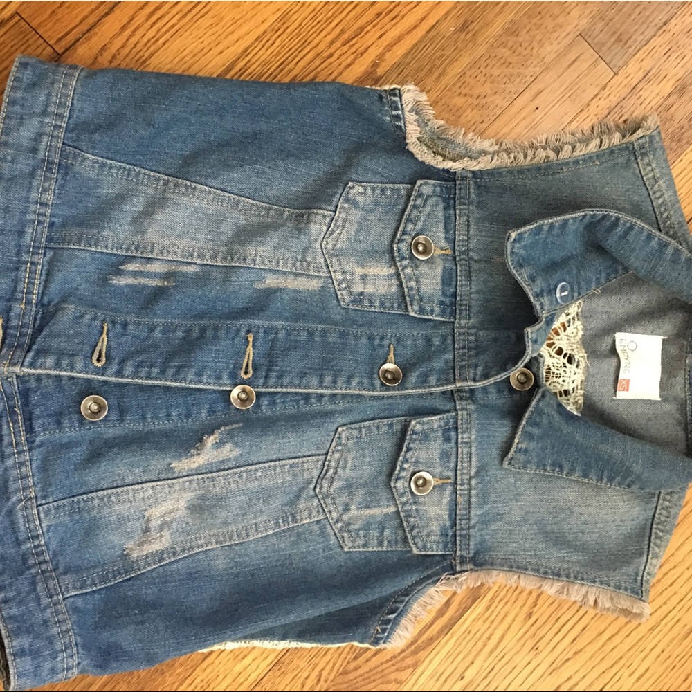 Boho jean vest with lace back