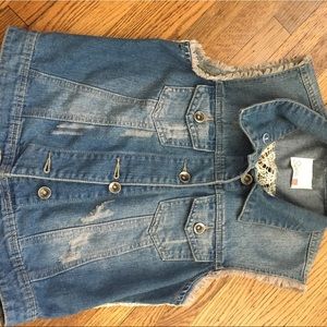 Boho jean vest with lace back