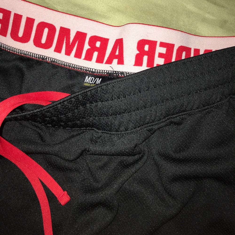 under armour red and black pants