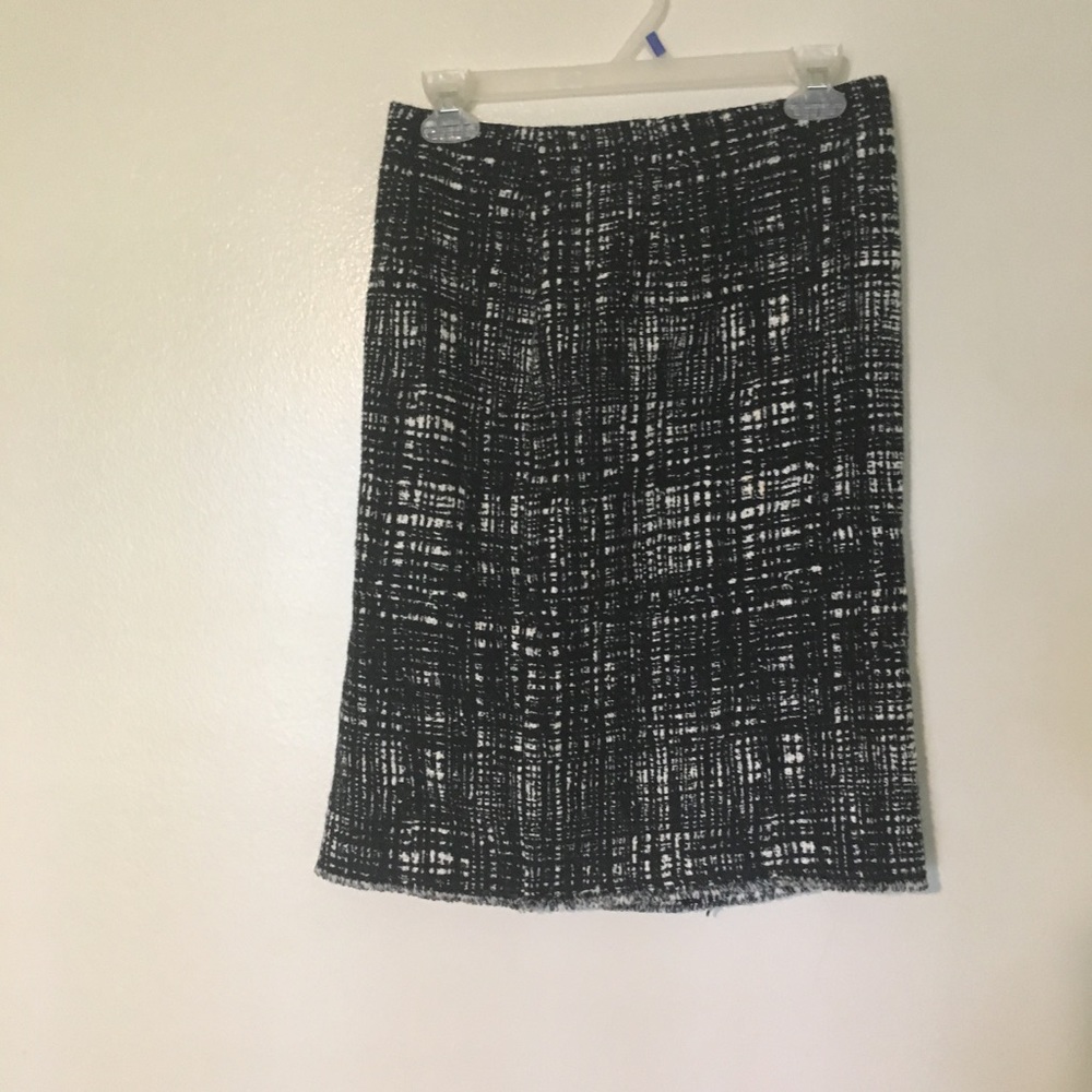 Prada tweed frayed hem pencil skirt