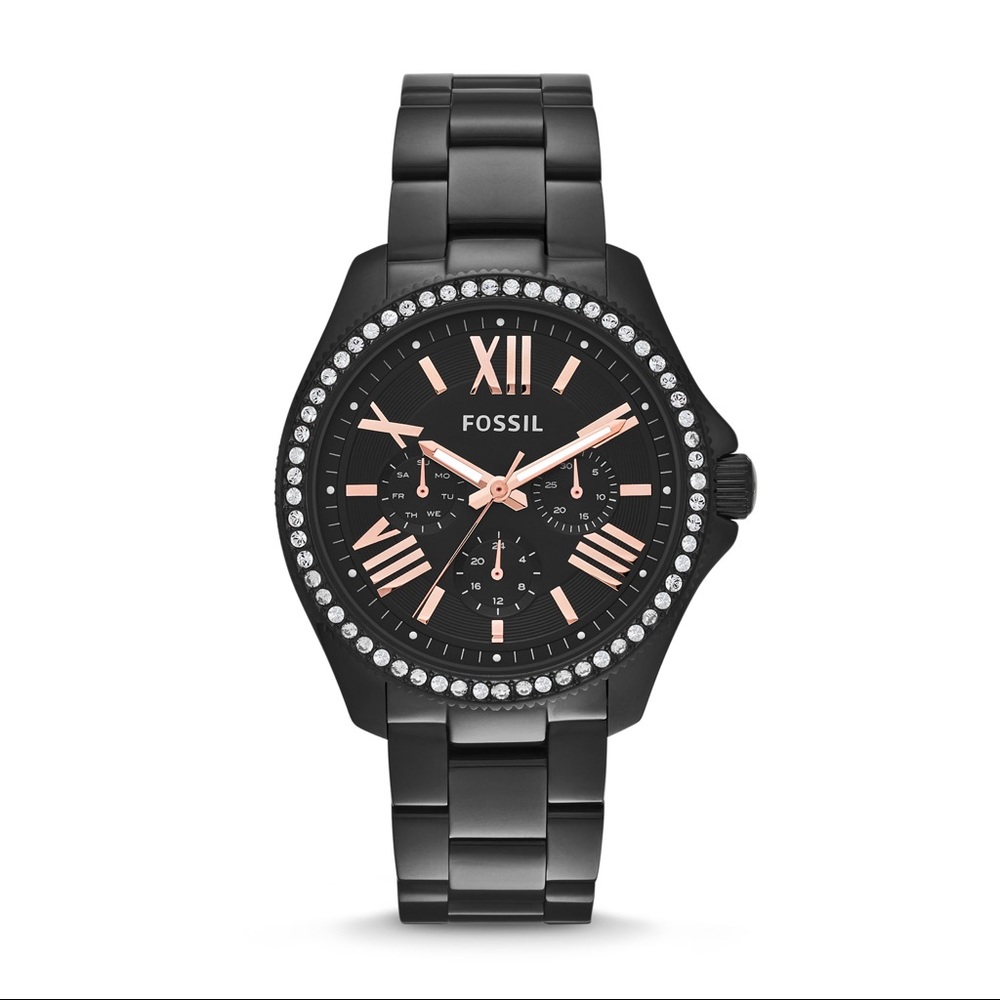 Women's Black & Rose Gold Cecile Fossil Watch