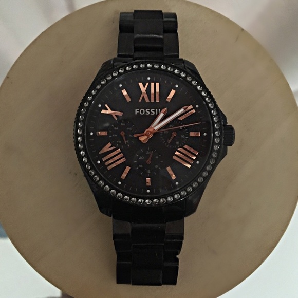 Women's Black & Rose Gold Cecile Fossil Watch - Picture 5 of 8