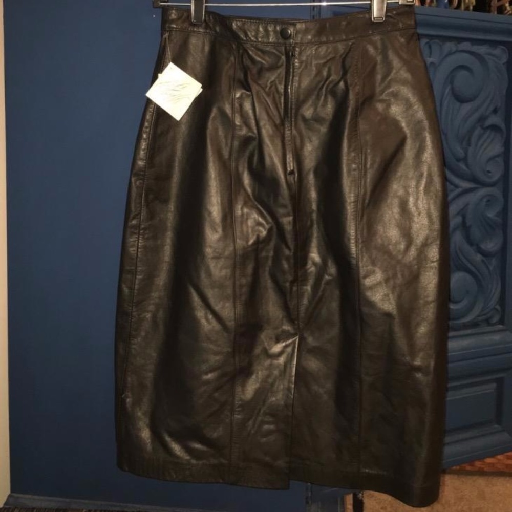 Vintage 80s Leather Pencil Skirt