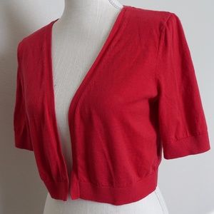 Cropped Red Cardigan