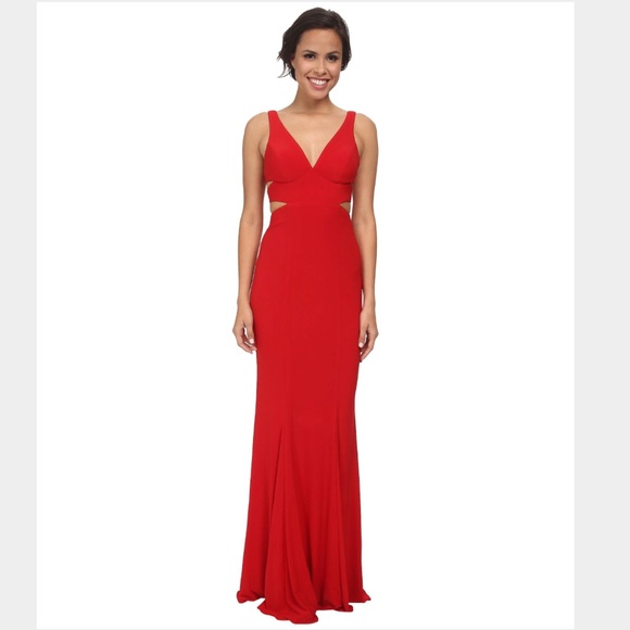 Faviana Dresses & Skirts - Red V Neck Dress by FAVIANA