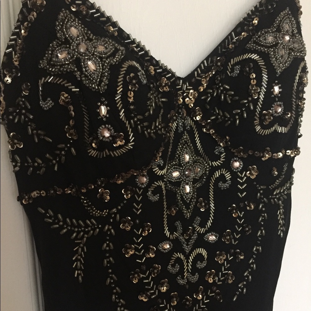 Size 6 Sue Wong Embellished Black Silk Dress