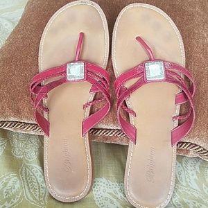 Brighton red leather thong sandal flats
