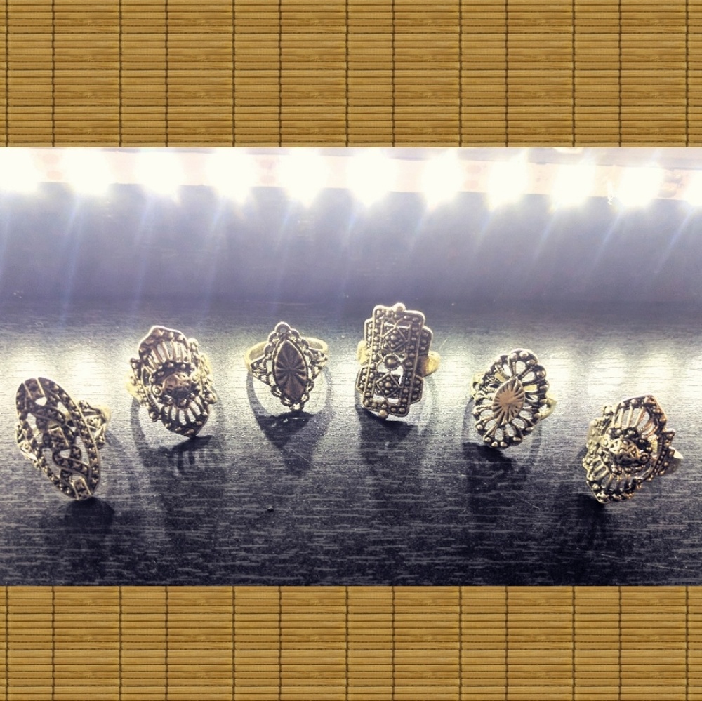 Modern Bohemian Rings *set of 6*
