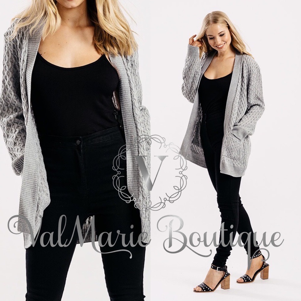 ‼️LAST 1 SZ M- Grey Knitted Oversized Cardigan - Picture 3 of 3