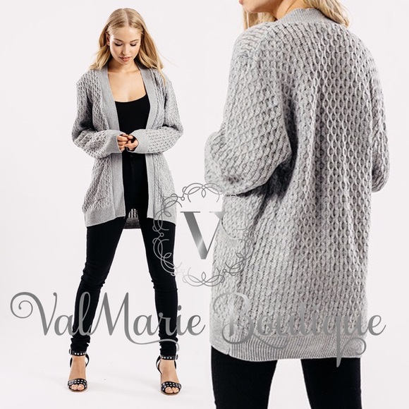 ‼️LAST 1 SZ M- Grey Knitted Oversized Cardigan - Picture 2 of 3
