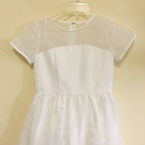 White Dress with Bow on back and Beautiful Flowers