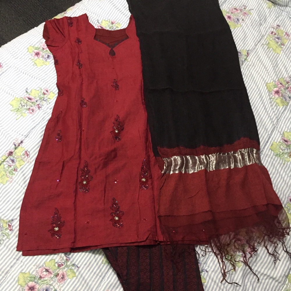 red and black indian dress