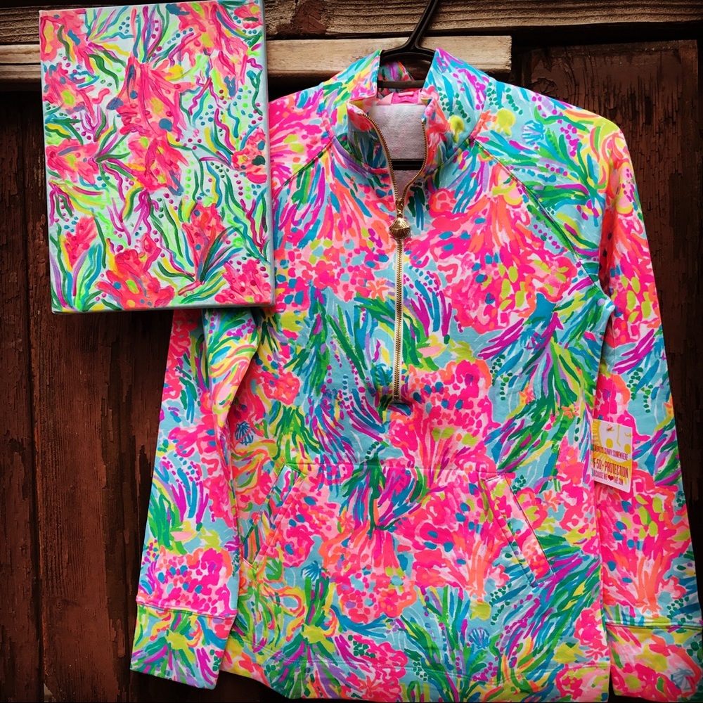 Lilly Pulitzer Fan Sea pants Handpainted Canvas