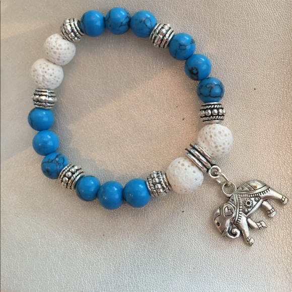 Blue Howlite Boho, Elephant Diffuser Bracelet - Picture 4 of 4