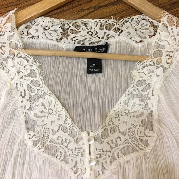 GUC WHBM WHITE LACE PEASANT TOP - Picture 2 of 5